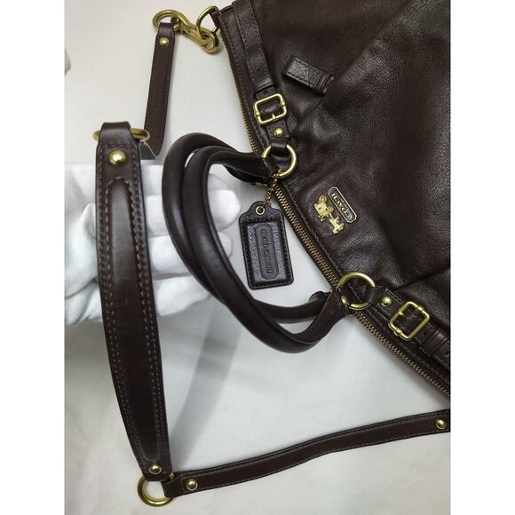 Coach Madison Brown Leather Double Handles Zipper Closure Satchel Bag - Picture 6 of 16